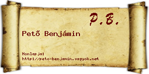 Pető Benjámin névjegykártya